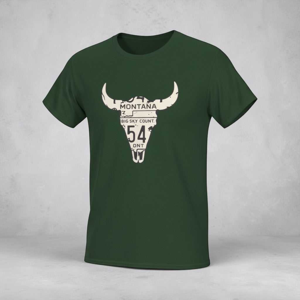 Big Sky Ranch Co. Montana Longhorn T-Shirt featuring a western design on soft cotton fabric, perfect for country style.