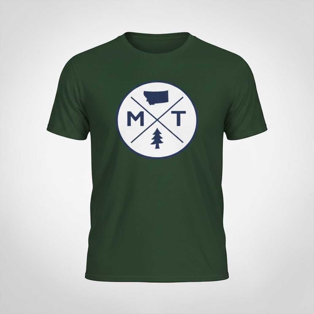 Big Sky Ranch Co. Montana Adventure T-Shirt featuring MT logo and pine tree design on soft cotton fabric