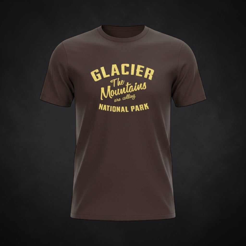 Vintage Glacier National Park T-shirt by Big Sky Ranch Co. featuring mountain landscape design on a classic tee.