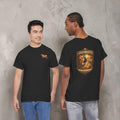 Two men wearing black T-shirts with Texas Livin' logo, standing against a concrete wall