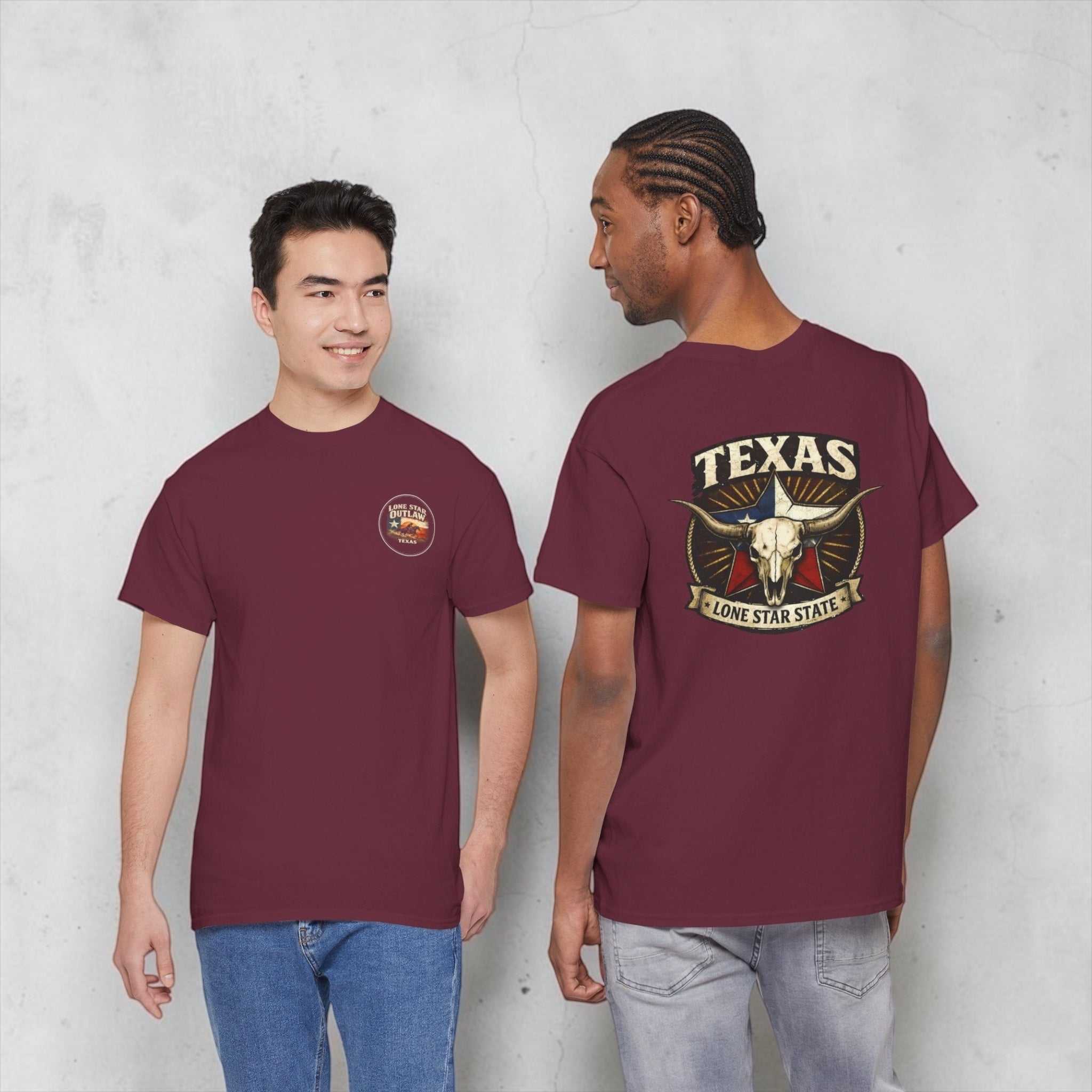 Texas Longhorn Tee from Big Sky Ranch Co. featuring a Lone Star State skull graphic on a casual t-shirt.