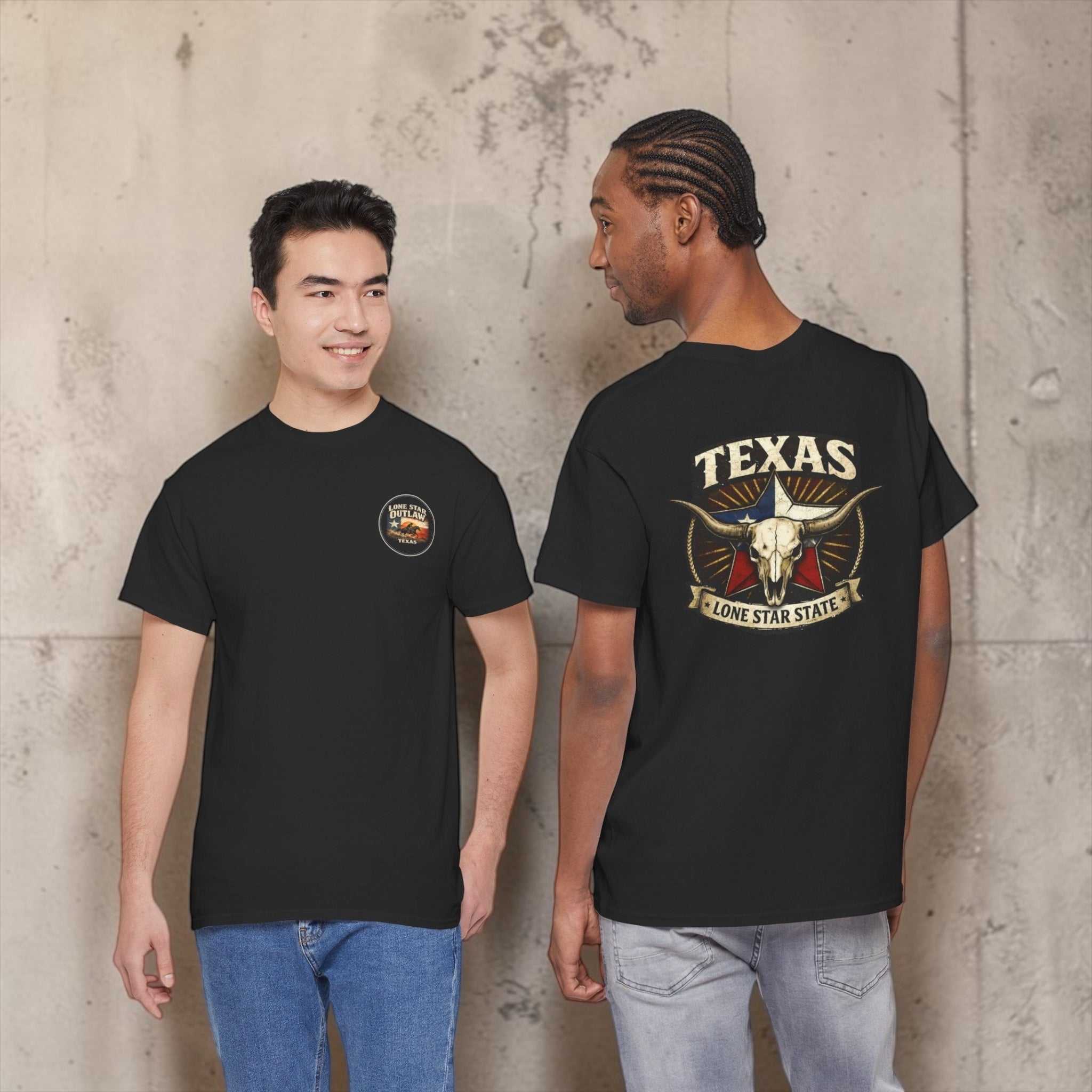 Black Texas Longhorn T-shirt with Lone Star State graphic
