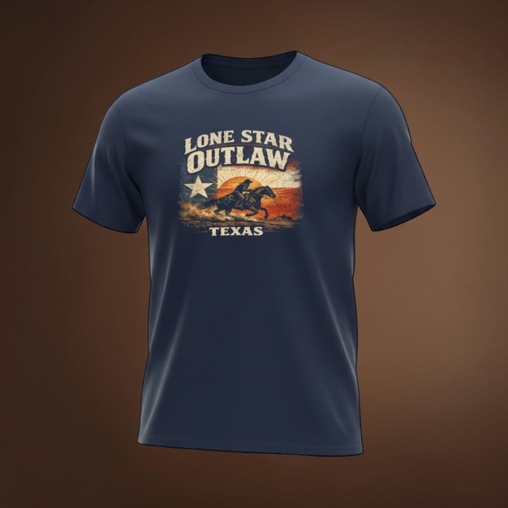 Vintage Lone Star Outlaw Texas T-shirt by Big Sky Ranch Co. featuring a graphic of an eagle and Texas flag.