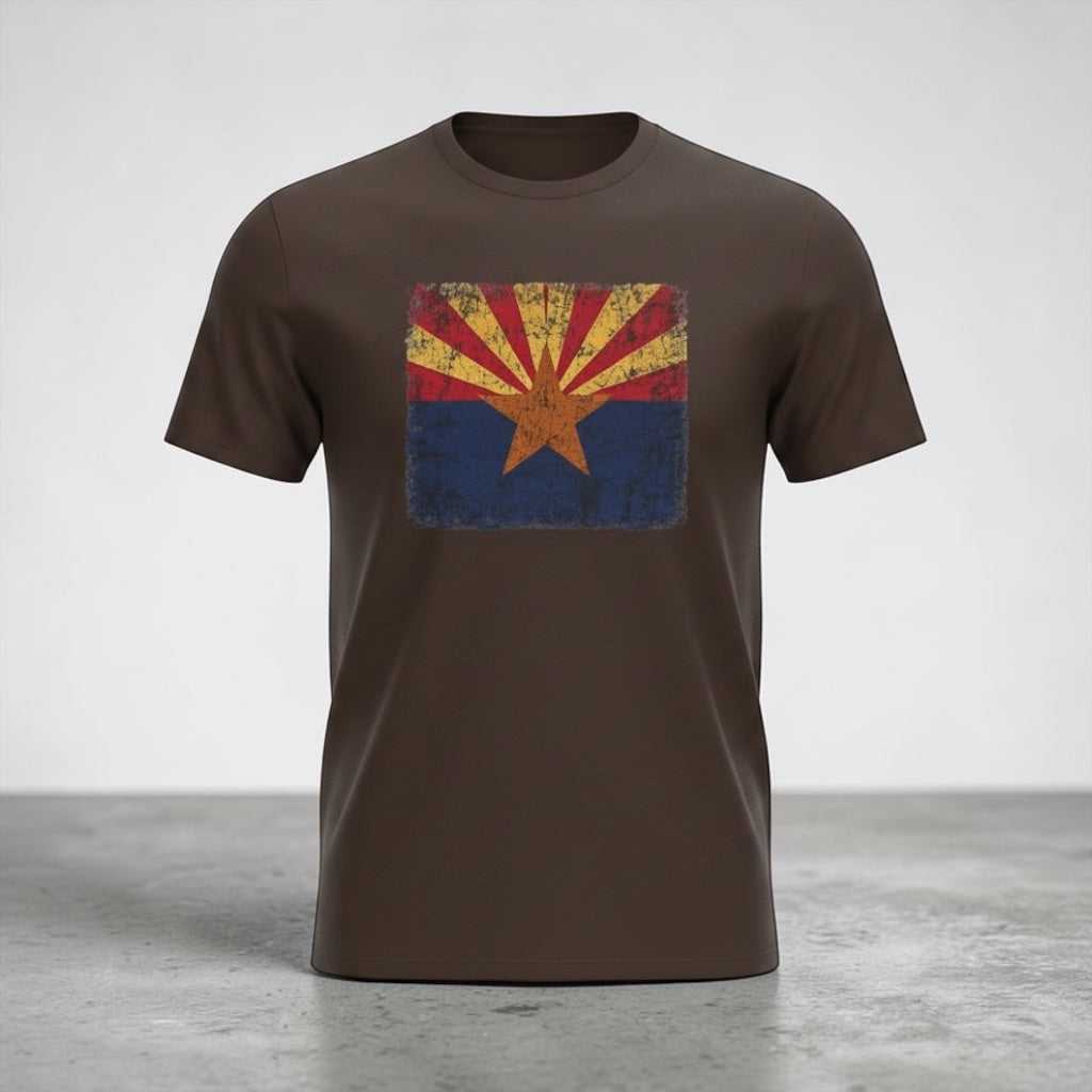 Brown T-Shirt with vintage Arizona flag graphic