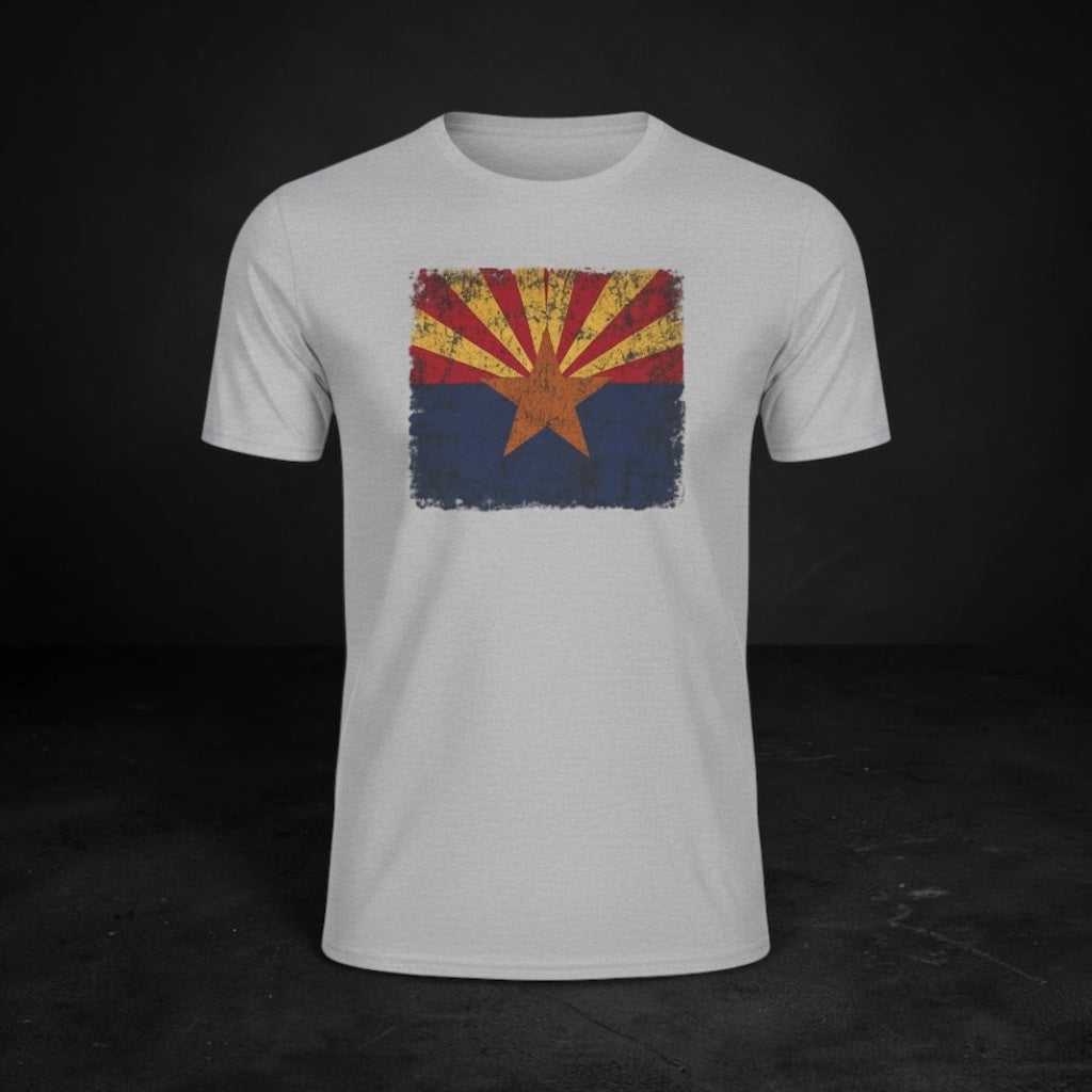Olive green T-Shirt with vintage Arizona flag graphic