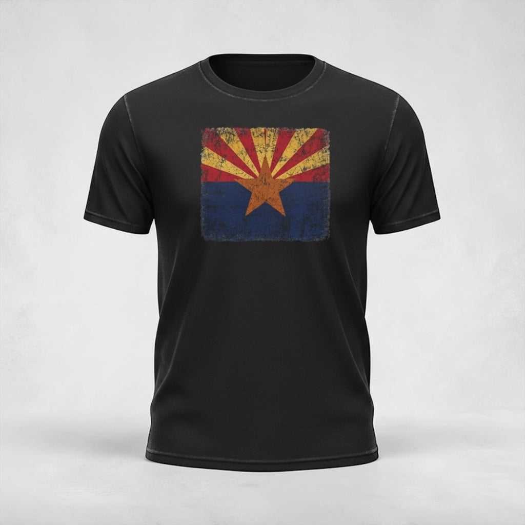 Black T-Shirt with vintage Arizona flag graphic