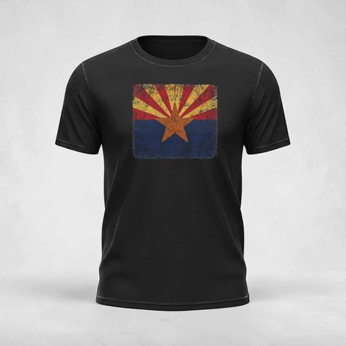 Black T-Shirt with vintage Arizona flag graphic