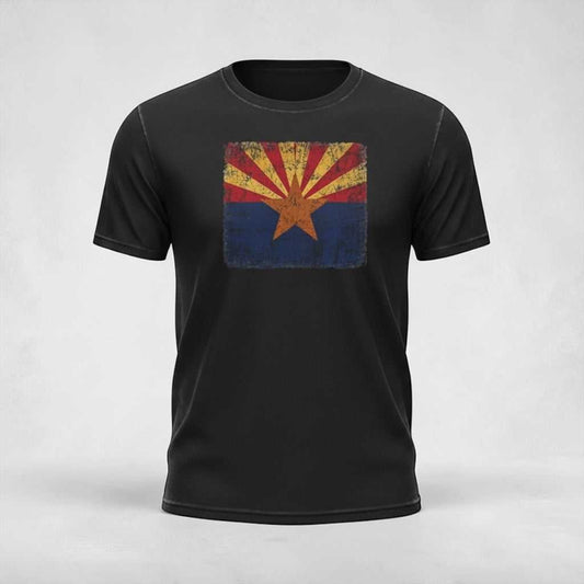 Black T-Shirt with vintage Arizona flag graphic