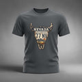 Gray Nevada License Plate Bull Skull T-Shirt with Western Vintage Roadtrip Design