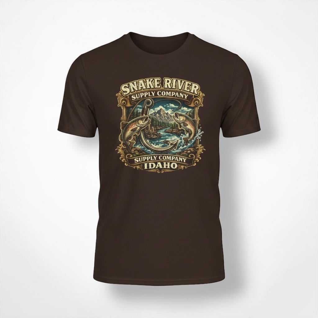 Vintage Snake River Idaho fishing T-shirt by Big Sky Ranch Co. featuring a trout graphic on a comfortable cotton tee.