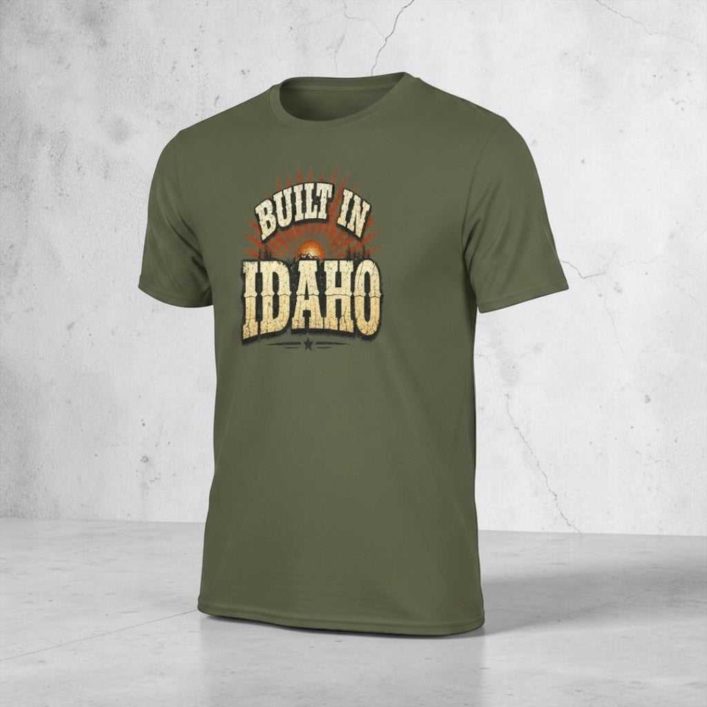 Vintage Sunrise Idaho Pride T-Shirt by Big Sky Ranch Co., featuring Idaho-themed design on a comfortable casual tee.