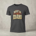 Vintage Idaho Pride T-shirt by Big Sky Ranch Co. featuring a sunrise design, showcasing Idaho scenery on a comfortable tee.