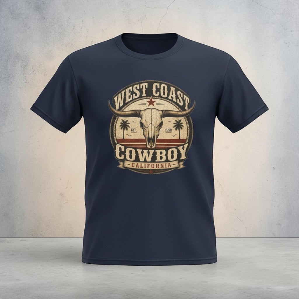 Vintage California Skull graphic T-shirt by Big Sky Ranch Co., featuring West Coast cowboy design and rugged Western style.