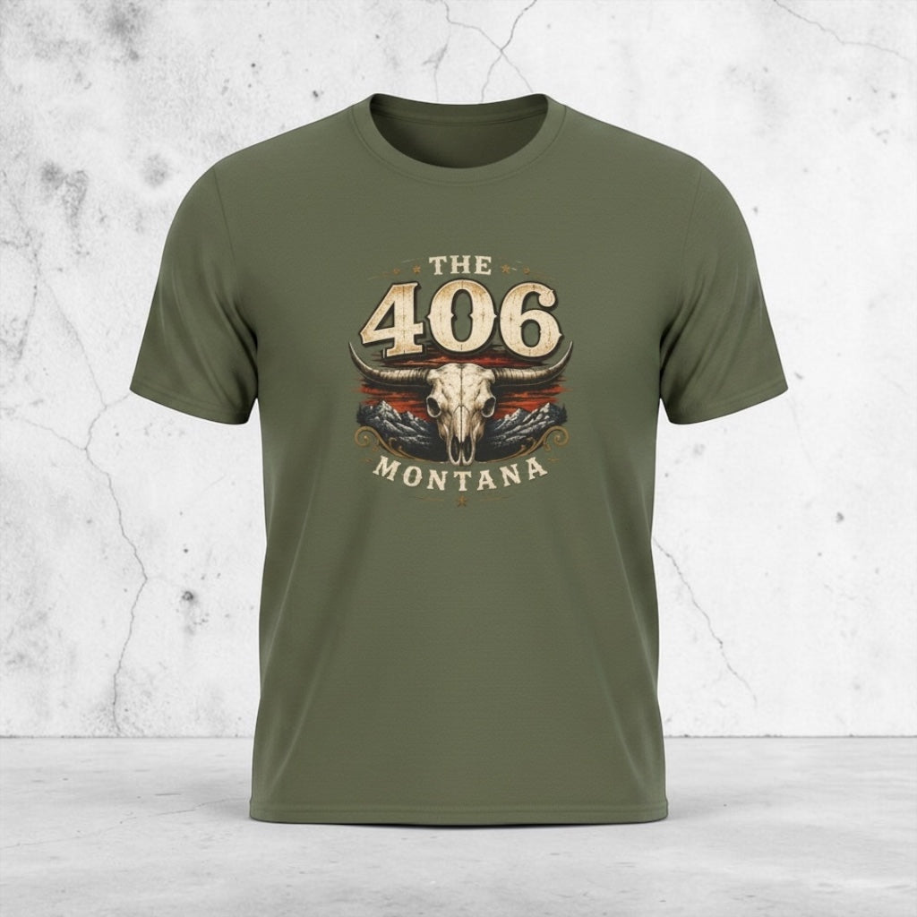 The 406 Montana Tee — Vintage Skull Rustic Montana T-Shirt