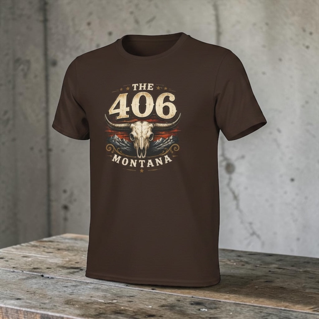The 406 Montana Tee — Vintage Skull Rustic Montana T-Shirt