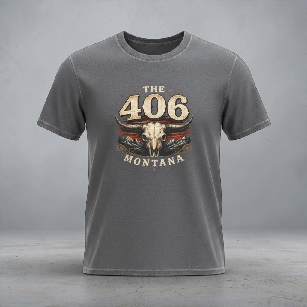 The 406 Montana Tee — Vintage Skull Rustic Montana T-Shirt