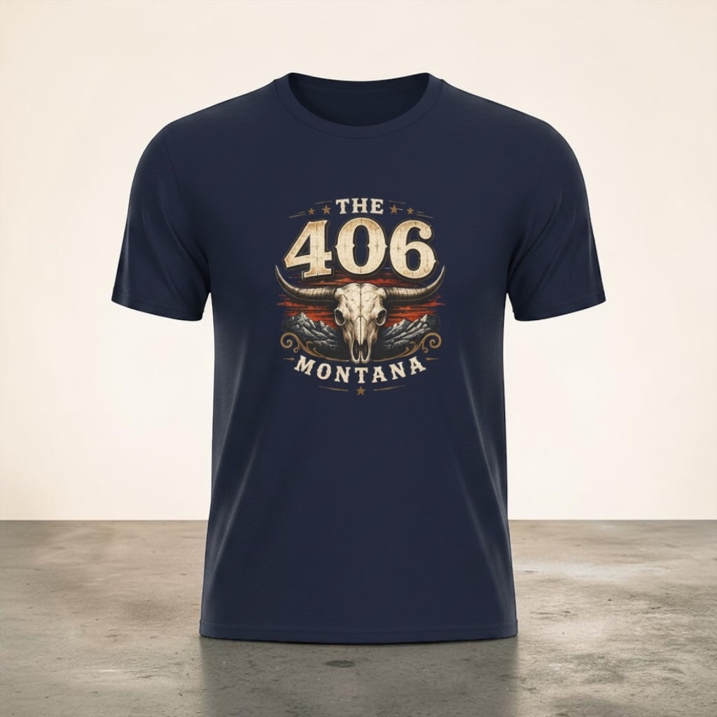 The 406 Montana Tee — Vintage Skull Rustic Montana T-Shirt