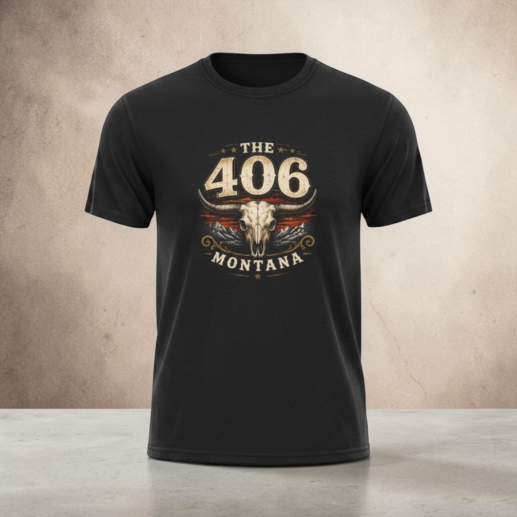 The 406 Montana Tee — Vintage Skull Rustic Montana T-Shirt