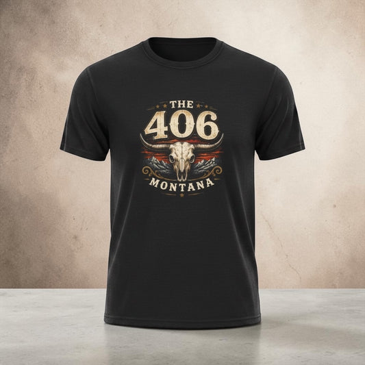 The 406 Montana Tee — Vintage Skull Rustic Montana T-Shirt