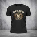 Desert Raised Arizona T-Shirt by Big Sky Ranch Co. featuring a southwestern skull and cactus graphic on a casual tee.
