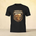 Vintage outdoors angler T-shirt by Big Sky Ranch Co. featuring a fishing hook design on a classic Arizona-themed T-shirt.
