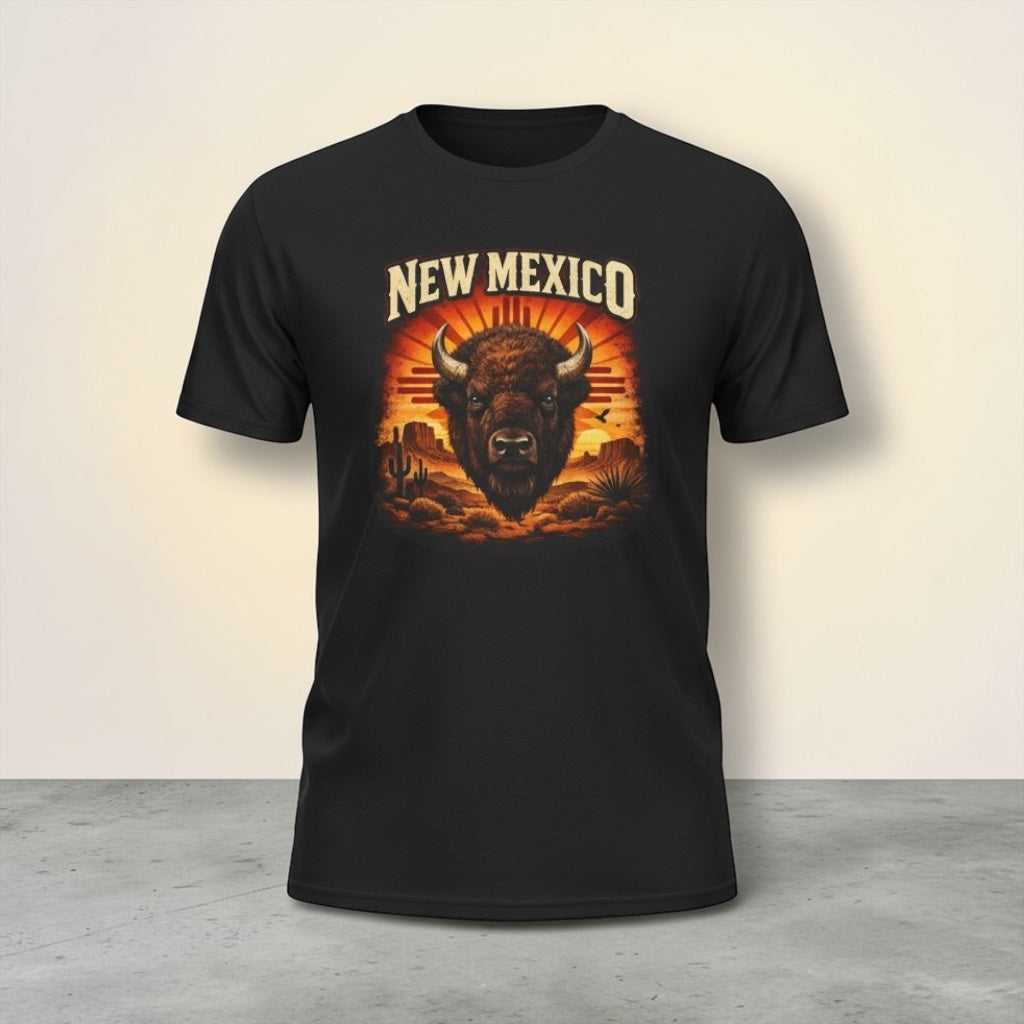 Vintage New Mexico Bison T-Shirt by Big Sky Ranch Co. with southwestern buffalo graphic on soft cotton tee